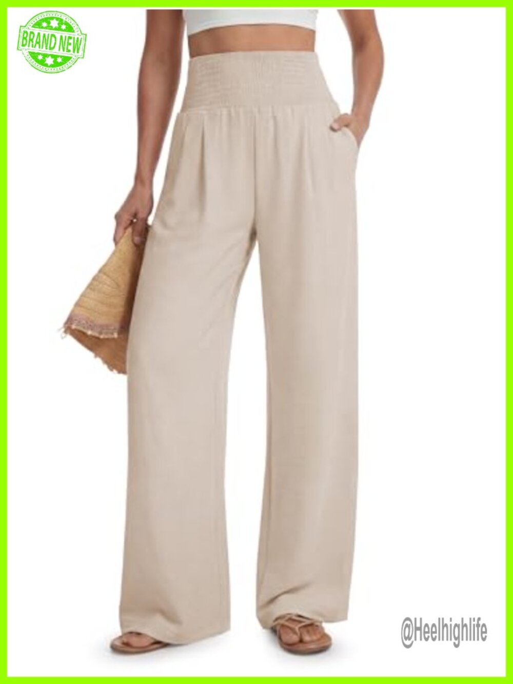 Tall Women's Palazzo Pants Wide Leg High Waisted Elastic Waist Pull On Summer